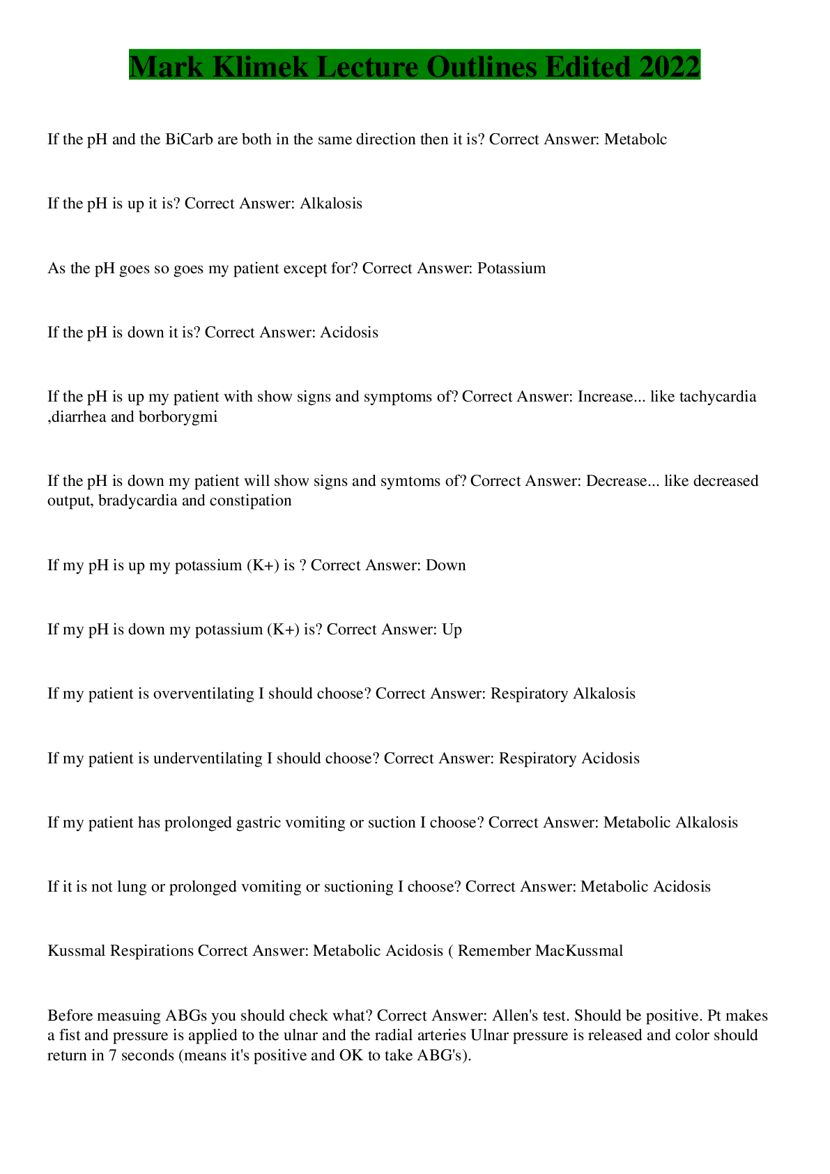 Preview image of Mark Klimek Lecture Outlines Edited 2022 document